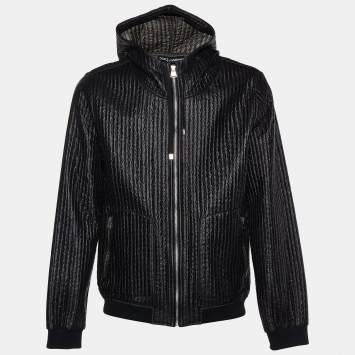 Pre Owned Dolce & Gabbana Black Quilted  Synthetic Hooded Jacket 3XL