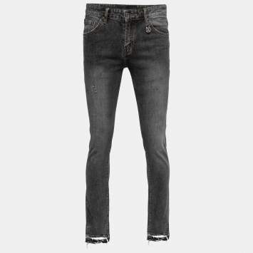 Pre Owned Dolce & Gabbana Grey Distressed Denim Stretch 14 Jeans M Waist 32"