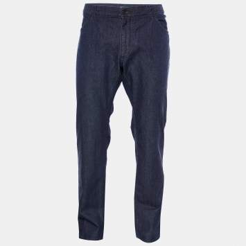 Pre Owned Dolce & Gabbana 16 Dark Blue Denim Regular Fit Jeans 3XL/Waist 41"