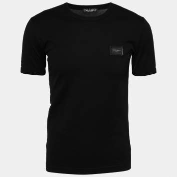 Pre Owned Dolce & Gabbana Black Cotton Crew Neck T-Shirt S