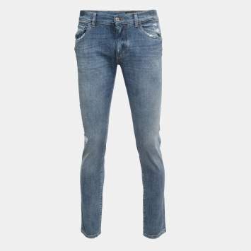 Pre Owned Dolce & Gabbana Blue Distressed Denim Skinny Jeans M Waist 32"
