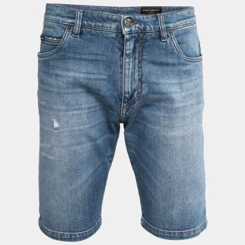 Pre Owned Dolce & Gabbana Blue Washed Denim Shorts L Waist 34"