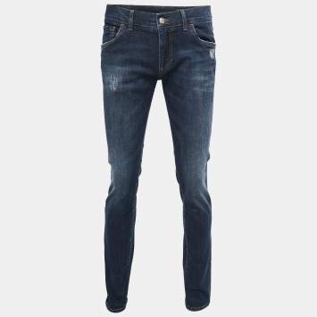 Pre Owned Dolce & Gabbana Dark Blue Denim Stretch Fit Jeans L Waist 34"