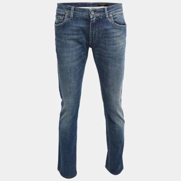 Pre Owned Dolce & Gabbana Blue Denim Skinny Jeans L Waist 34"