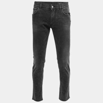 Pre Owned Dolce & Gabbana Grey Washed Denim Slim Fit Jeans M Waist 33"