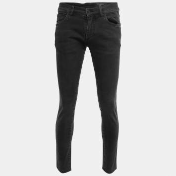 Pre Owned Dolce & Gabbana Black Washed Stretch Denim Skinny Jeans M Waist 33"