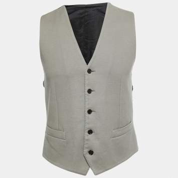 Pre Owned Dolce & Gabbana Grey/Black Cotton Waistcoat M