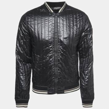 Pre Owned Dolce & Gabbana Black Quilted Nylon Bomber Jacket L