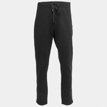 Pre Owned Dolce & Gabbana Black Cotton Knit Track Pants 4XL