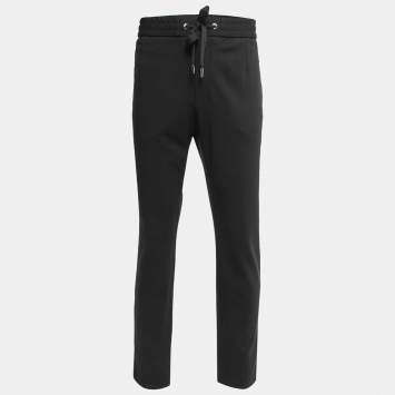 Pre Owned Dolce & Gabbana Black Knit Logo Embroidered Zip Detail Track Pants 5XL