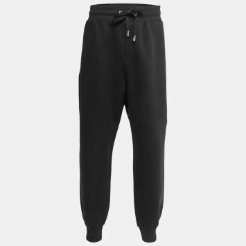 Pre Owned Dolce & Gabbana Black Knit Logo Detail Jogger Pants 5XL