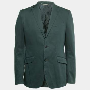 Pre Owned Dolce & Gabbana Green Cotton Single Breasted Blazer L