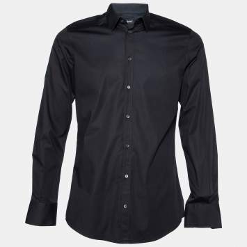 Pre Owned Dolce & Gabbana Black Cotton Button Front Shirt M