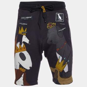 Pre Owned Dolce & Gabbana Black Cotton Knit Dog of The Year Shorts M