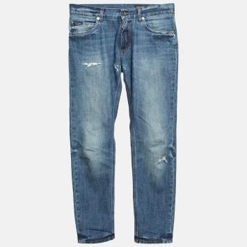 Pre Owned Dolce & Gabbana Navy Blue Denim Comfort Fit Jeans S