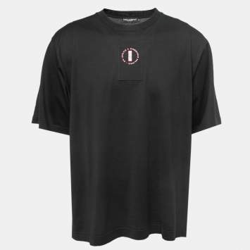Pre Owned Dolce & Gabbana Black Cotton Logo T-Shirt 2XL