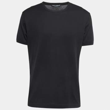 Pre Owned Dolce & Gabbana Black Cotton Crew Neck Half Sleeve T-Shirt XL