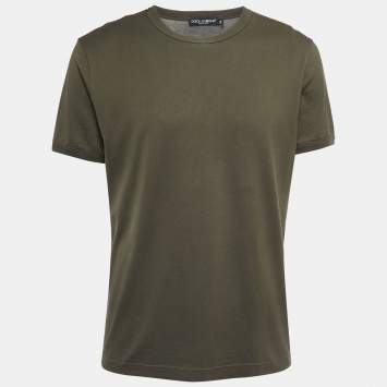 Pre Owned Dolce & Gabbana Military Green Cotton Crew Neck Half Sleeve T-Shirt XXL