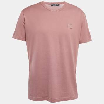 Pre Owned Dolce & Gabbana Dusty Pink Cotton Crew Neck Half Sleeve T-Shirt XXL