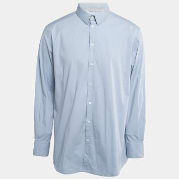 Pre Owned Dolce & Gabbana Blue Cotton Gold Fit Long Sleeve Shirt 4XL