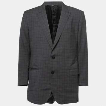 Pre Owned Dolce & Gabbana Grey Checked Wool Martini Tailored Jacket XXL