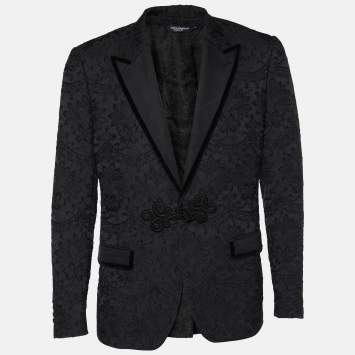 Pre Owned Dolce & Gabbana Black Jacquard Blazer L