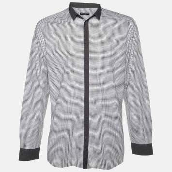 Pre Owned Dolce & Gabbana White Floral Pattern Cotton Button Front Shirt XXL