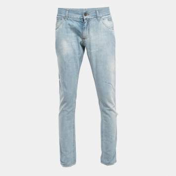 Pre Owned Dolce & Gabbana Blue Ripped Denim 14 Jeans L Waist 34"