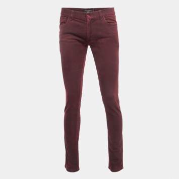 Pre Owned Dolce & Gabbana Burgundy Denim 14 Stretch Jeans M Waist 34"