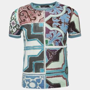 Pre Owned Dolce & Gabbana Multicolor Printed Crewneck T-Shirt XS