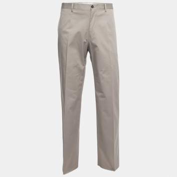 Pre Owned Dolce & Gabbana Grey Stretch Cotton Trousers L