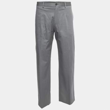 Pre Owned Dolce & Gabbana Grey Stretch Cotton Trousers M