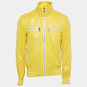 Pre Owned Dolce & Gabbana Yellow Nylon Zip Front Bomber Jacket M