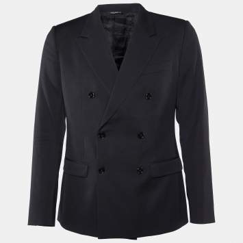 Pre Owned Dolce & Gabbana Black Wool Double Breasted Blazer M