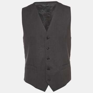 Pre Owned Dolce & Gabbana Charcoal Grey Wool Tailored Waistcoat M