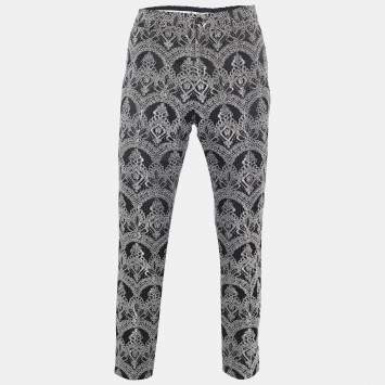 Pre Owned Dolce & Gabbana Monochrome Textured Jacquard Tailored Pants M