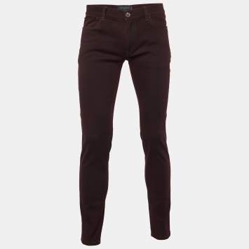 Pre Owned Dolce & Gabbana Burgundy Denim 14 Stretch Slim Fit Jeans M/Waist 33.5"