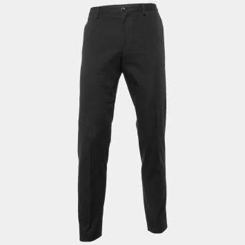 مملوكة مسبقًا Dolce & Gabbana Black Wool Regular Fit Pants M