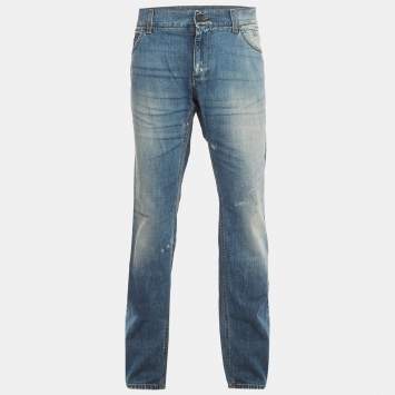 Pre Owned Dolce & Gabbana Blue Washed Denim Slim Fit Jeans XXL/Waist 40"