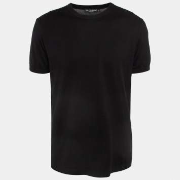 Pre Owned Dolce & Gabbana Black Cotton Crew Neck T-Shirt XL