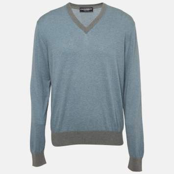 Pre Owned Dolce & Gabbana Blue Cotton Knit Sweatshirt M