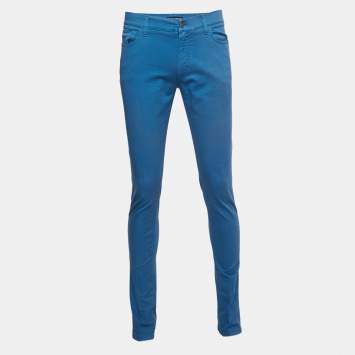 Pre Owned Dolce & Gabbana Blue Cotton Pants L