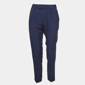 Pre Owned Dolce & Gabbana Blue Wool Regular Pants S
