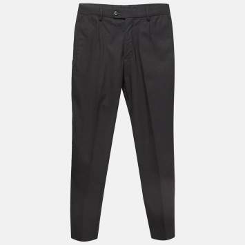 Pre Owned Dolce & Gabbana Black Wool Regular Trousers XS
