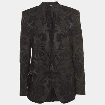 Pre Owned Dolce & Gabbana Black Jacquard Single Breasted Blazer XL