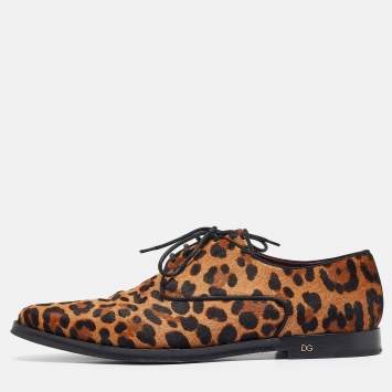 Pre Owned Dolce & Gabbana Brown/Beige Pony Hair Lace Up Derby Size 42