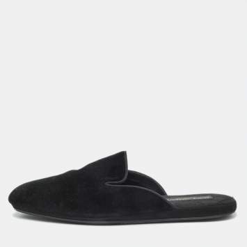 Pre Owned Dolce & Gabbana Black Velvet Slip On Mules Size 42 