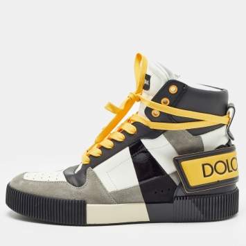 Pre Owned Dolce & Gabbana Multicolor Leather High Top Sneakers Size 43.5