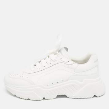 Pre Owned Dolce & Gabbana White Leather Daymaster Lace Up Sneakers Size 44