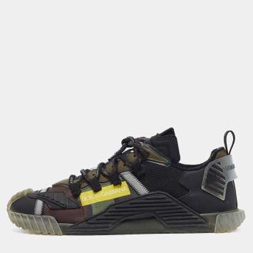 Pre Owned Dolce & Gabbana Black/Green Camo Print Nylon Ns1 Low Top Sneakers Size 44